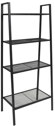 vidaXL Leiterregal 4 Ebenen Metall Schwarz Bücherregal Standregal Treppenregal