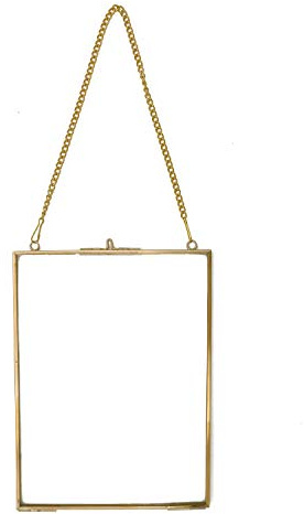 POFET Vägghängd mässing glas konstverk certifikat foto bild display ram geometrisk prydnad växt prov klämma modern vertikal dekor korthållare 15,2 x 20,3 cm / 8 tum