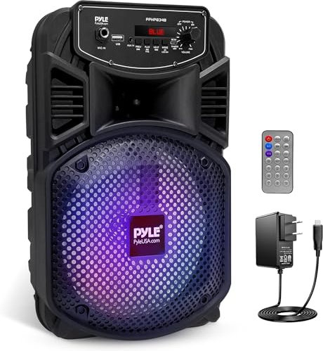 Pyle Speaker Bluetooth Portatile,Ricaricabile da 300W con Subwoofer da 20,32 cm e Tweeter da 2,54 cm, Ingresso Microfono, MP3/USB, Radio, Telecomando
