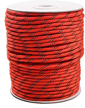Egurs Reflektierend Abspannseile Seil Reflektierende Schnur 4mm Rot Paracord Nylon Schnur Zeltschnur Fluoreszierende Reflektierende Guy Seil für Outdoor Camping Wandern