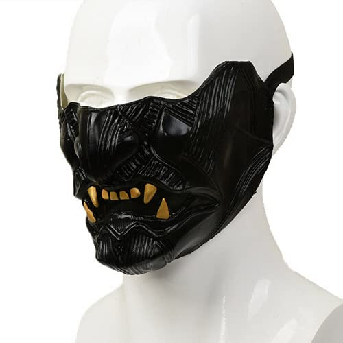 ausuky Demi masque de démon japonais Hannya Kabuki pour cosplay Halloween
