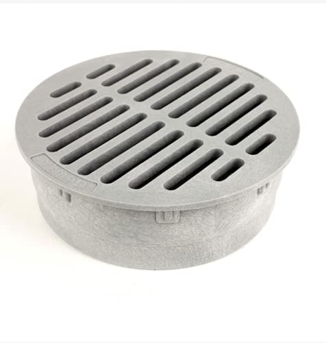 Premium USA Made 6 Inch Outdoor Round Flat Drain Grate Cover - Fits 6 Inch SDR Sewer & Drain Pipe/Fittings, Also Fits Triple Wall Pipe & Corrugated Landscape Pipe 6 (Grey)