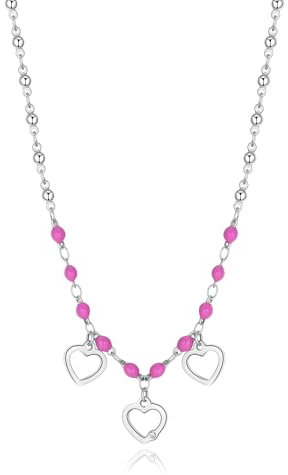 S'Agapõ Collana Donna, Collana Girocollo in Acciaio e Cristalli con Simbolo Cuore | Collezione Vibes - SVB10