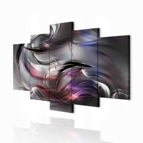 decomonkey Bilder Abstrakt 100x50 cm 5 Teilig Leinwandbilder Wandbild grau | Strukturleinwand, Holzkeilrahmen, Bild auf Leinwand, Kunstdruck, Wanddeko, Wohnzimmer, Wanddekoration, Modern, Art, Ornament