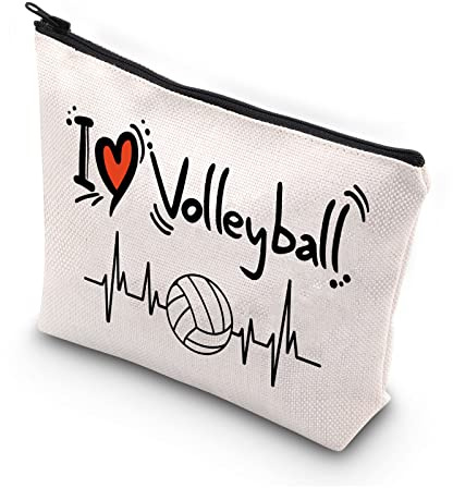 PLITI Volleyball-Liebhaber, Make-up-Tasche für Damen und Mädchen, Volleyballspieler, Geschenk, Volleyball-Team-Geschenk, I Love Volleyball-Reisetasche, I Love Volleyballu, modisch