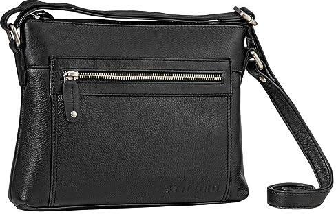 STILORD Wanda Leder Handtasche Damen Klein Umhängetasche für Frauen Elegante Schultertasche für Shopping Freizeit Vintage Crossbody Bag Echtleder Farbe:schwarz