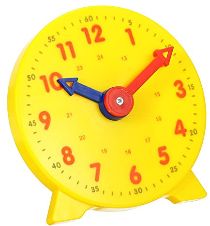 PATIKIL 4 inch Teaching Clock, Learn Clock Learning Tell Time Analog Clock Demonstration Clock 24 Hour 2 Pointers for Classroom Teacher, Yellow