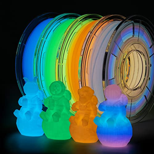 TRONXY Leuchtet PLA 3D Drucker Filament Set, im Dunkeln Leuchtendes Mehrfarbigen, Grün, Blau, Orange Filament 1,75mm Glow in the Dark 250g x 4 Stück