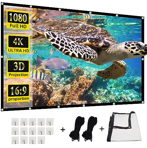 Pantalla de proyector 150 pulgadas 4K 16:9 HD, frontal trasera plegable, video portátil doble cara para cine en casa, patio, viajes (150)