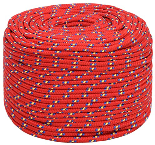 vidaXL Bootsseil Ankerleine Festmacher Tauwerk PP Leine Seil Tau Polypropylenseil Geflochten Flechtleine Rot 8mm 25 m Polypropylen