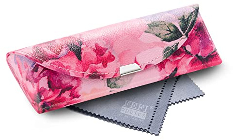 FEFI - Exklusives Hardcase Brillenetui im Flower-Design mit Magnetverschluß - pink