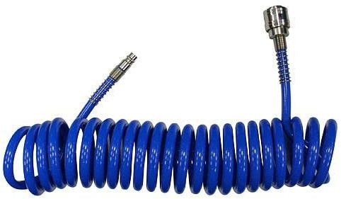 PROREGAL Sicherheits Spiral-Druckluftschlauch PU010 | 5 Meter | Ø 5x8mm | Anschluss 1/4 | 24bar | Kompressorschlauch, Gewebeschlauch, Druckluftspiralschlauch