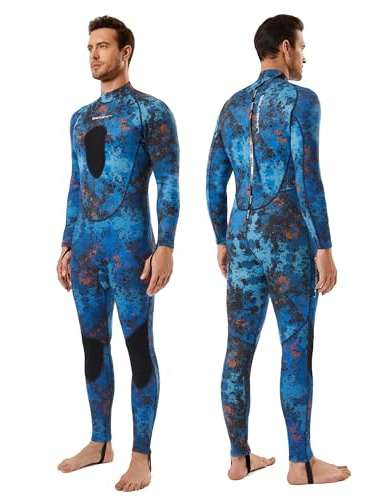 Seaskin Spearfishing Wetsuit for Mens, 1.5mm Neoprene Camo Full Body Diving Suits for Snorkeling Swimming (3mm, Medium)