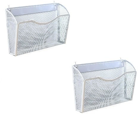 SEIWEI 2 Stück Wandordner-Akten-Brieftaschenhalter, Wand-Aktenhalter, Post-Magazin-Organizer, Einzelschlitz-Wandhalterung für Büro, Schule, Zuhause, Silberweiß
