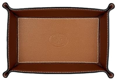 FrasiBags Taschenleerer aus echtem Leder, hergestellt in Italien, Ablagetablett für den Eingang, leerer Eingriffstaschen, modernes Design, aus Leder, rechteckig, groß (Leder/Braun)