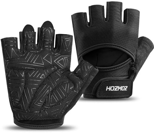 HOZMOZ Belüftete Gewichtheberhandschuhe, dick gepolsterte Fitness-Handschuhe für Damen und Herren, Workout-Handschuhe mit vollem Handflächenschutz, Griffigkeit und Stoßdämpfung,