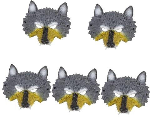 VALICLUD 5stücke Wolf-maske Für Cosplay Und Karneval Realistische Tiermaske Aus Pu-schaum Halloween Maskenball Und Kostümpartys Leicht Tragbar Unisex Detailgetreu