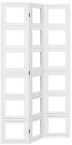 3-teilig Paravent, Sichtschutz klappbar Wall Raumteiler Stehend Trennwand Sichtschutzzaun Sichtschutzwand Raumtrenner Wohnzimmer, Weiß Massivholz Paulownia