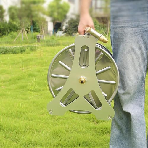 ZYJIX Wandmontierter Gartenschlauchaufroller Mit Kurbel – Freistehendes Gestell Für 50 M Schlauch, Aufbewahrungslösung Für Garten, Bauernhof Und Terrasse