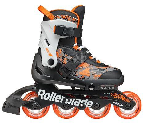 Rollerblade MICROBLADE SL Patines en línea para niños, Color Negro/Naranja, 33-36.5