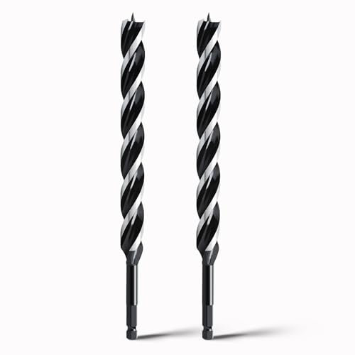 hsawbit Wood Drill Bits, 2pcs x 16mm x 300mm Auger Drill Bit Extra Long Drill Bits Wood Plastic, Drywall Woodworking Hole Drill Bit