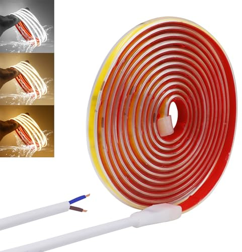 KAFULA 220V IP65 Waterproof COB LED Light Strip Self-Adhesive [11M, White 6000K], 240 LEDs/m Flexible FCOB LED Fairy Light CRI90+, No Transformer Required, Home/Shop Decoration