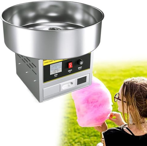 GESAIDES Cotton Candy Machine Commercial, Electric Cotton Candy Maker Machine, Candy Floss Machine with Stainless Steel Bowl and Sugar Scoop, for Birthday, Party