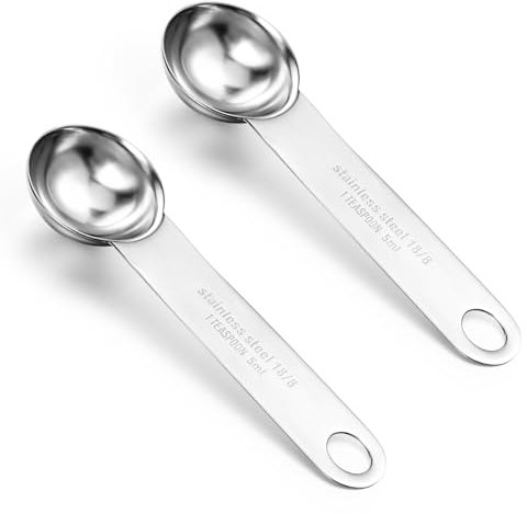 Ouligay 2 cucchiaini dosatori da 5 ml, 1 cucchiaino da 1/3 cucchiaino da tè singolo in acciaio inox, cucchiaini da tavola in metallo, per cucina, tè, caffè