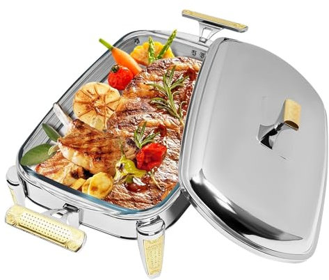 NobesOnbet Récipient Isotherme Alimentaire Couvert en Acier Inoxydable de 2,3 L, récipient Isotherme Alimentaire en Verre en Libre-Service, Fondue, Restauration, fête et ménage (Plateau intégré)