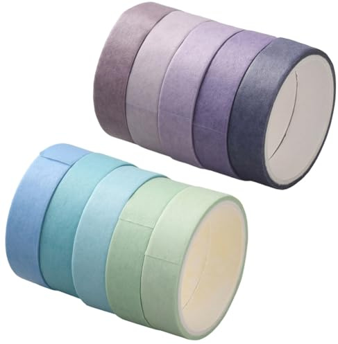 GORGECRAFT 10 rouleau Washi Tape Set,20m*10mm,Masking Tape,Ruban Adhésif Washi Scotch Décoratif pour Scrapbooking Journal Agenda Livre Carte Enveloppe Étiquetage Artisanat,Bleu et Violet