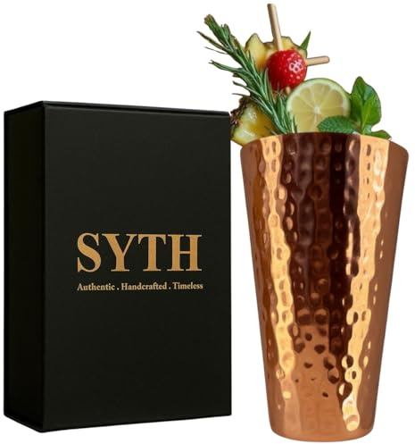 Trinkglas aus 100 % reinem Kupfer, 530 ml, großes Trinkglas für Cocktails, Eistee, Moscow Mule, Wasser, ayurvedische Detox, BPA-frei, handgefertigt, gehämmerte Kupferbecher, luxuriöse