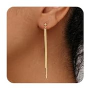 HANLI Ohrringe Gold Hängend Damen - 14K Gold Vergoldet mit Cubic Zirkonia Hypoallergen Anhänger Doppel Gedrehter/Blatt/Wassertropfen Lange Ohrhänger Boho Damen Frauen