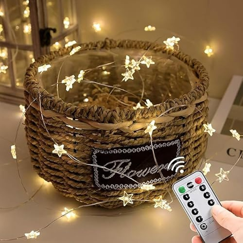 SHANJIA Decorazione di Pasqua luci, 10FT 30LED coniglio carota Pasqua rame filo luci stringa a batteria per camera da letto, balcone, giardino, fai da te festa, home decor (Mini Star)