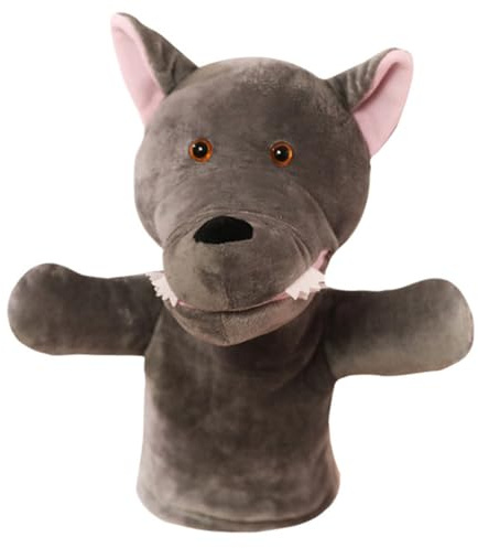 HOODANCOS Handpuppe Wolf Kinder 30cm Plüsch Handpuppe Cartoon Tierhandpuppe Interaktives Puppenspielzeug Zur Der Kommunikation Und Motorik