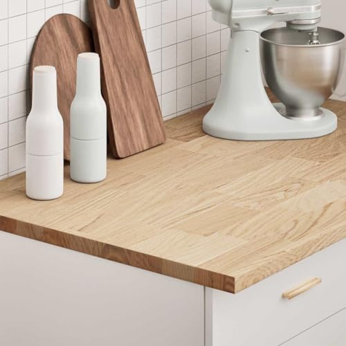 AJJHUUKI Piano di lavoro da cucina, 100 x 63,5 x 2,7 cm, in legno massello di rovere, rettangolare, accessori per la tavola, piani