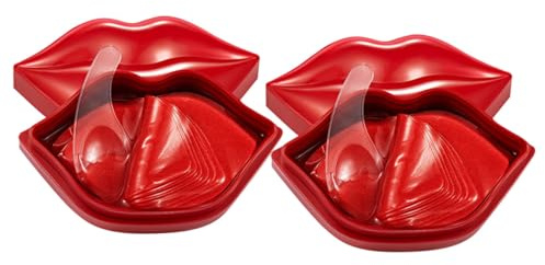 Maschera Labbra Notte Idratante Non Tessuto, 40 Pezzi | Rosso, Effetto Condizionante per Labbra, Confezione da 20 Fogli per Scatola