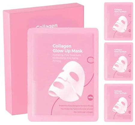 Face Masque Sheets 4 Stycken Glow Up Ansiktsmask | Återfuktande Ansiktsmasker för Lyft Effekt Sömnögonspa Nackmask Haka Spa Nattbehandling För Hals Ögon Haka
