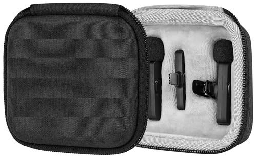 GEEKRIA for Creators Hard Shell Wireless Mic Case, Wireless Lavalier Microphones Case Compatible with PQRQP, BOYA, MAYBESTA, Mini Mic Pro, Leettus, JUDKIOM, Bulatry, Caiord (Grey)