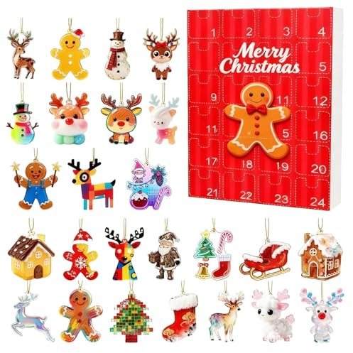 Calendriers De L'Avent Bonhomme En Pains D'épices 2025, Calendrier De Compte À Rebours 24 Jours Avec Avec 24 Pendentifs De Noël, Pour Garçons, Filles, Fête, Sac À Dos, Sac À Main