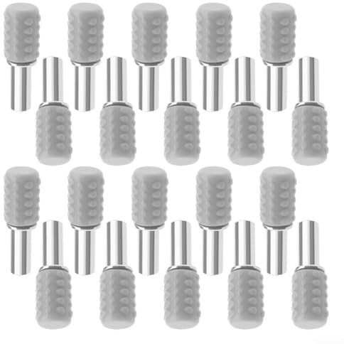 20 Stück Schrankstützbolzen mit 6 mm PVC-Heringen, Eisen-Regalstifte für Möbel und Küchenregale, rutschfestes Design, um Laminat- und Glasplatten fest an Ort und Stelle zu halten