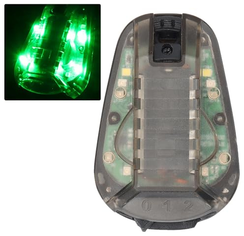 Gunyoo Taktisk hjälmlampa Nödsignallampa Valfritt 4 lägen med synlig LED + IR Fast sken/blinkande sken för utomhussporter (BK-Grön)