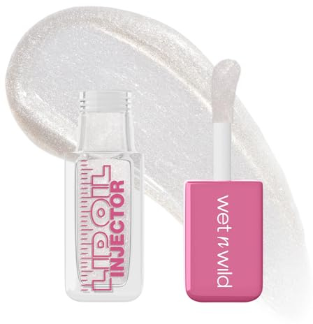 Wet n Wild, Plumping Lip Oil Injector, Finitura Lucida Ad Alta Brillantezza, con Olio di Zenzero ed Estratto di Capsico per Labbra Voluminose, Formula Leggera, Non Appiccicosa, Shimmer Me Baby
