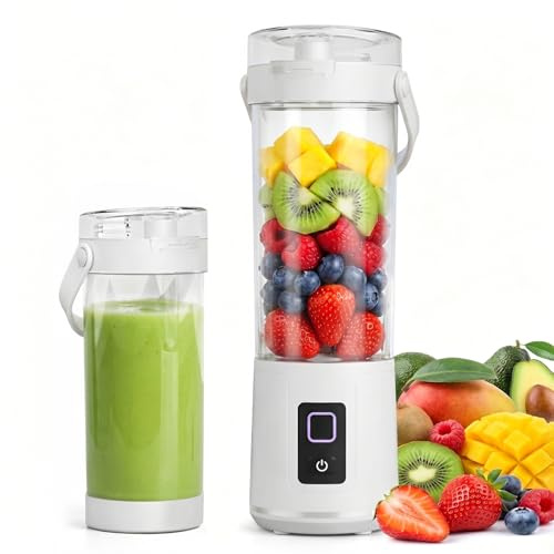 600ml Portable Blender USB Rechargeable, Personal Blender for Shakes and Smoothies, 12-Blade High Efficiency Mixing System, 2400mAh Battery Powered Smoothie Maker for Travel, Office & Sports