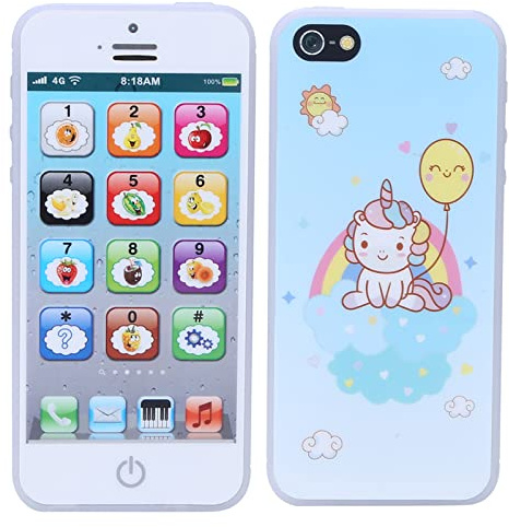 Solinder Téléphone d'apprentissage de L'anglais, Jouet Musical éducatif pour bébé, écran Tactile, Développement de l'enfant, Plastique Noir/Blanc 4,92 X 2,36 X 0,31 Pouces (Blanc)