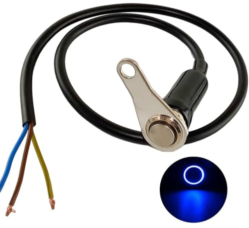 Gebildet Interruttore Momentaneo Universale per Moto in Acciaio Inossidabile 5A/12V, LED Blu, ACCESO-SPENTO, Supporto Regolabile per Manubrio, Pulsanti Interruttori Impermeabili