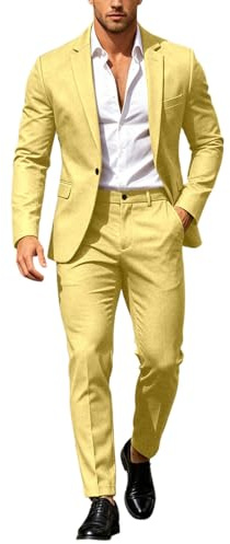 Anzug Herren 2 Teilig Slim Fit Sakko Hose Business Hochzeit Party Festlich Modern Einfarbig Zweiteilig mit 2 Knöpfe Herrenanzug Modern Stretch Anzüge Formal Business mit Schmal Geschnittener Hose