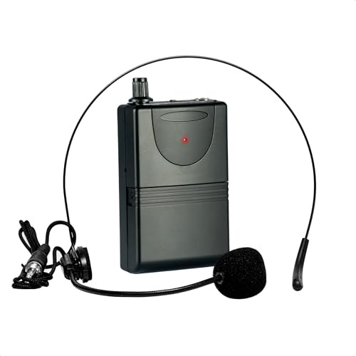 Ibiza - PORTUHF-HEAD2 - Auricular con transmisor de petaca UHF 865 MHz - Funciona con Pilas - Inalámbrico - Largo Alcance - Micrófono de Diadema
