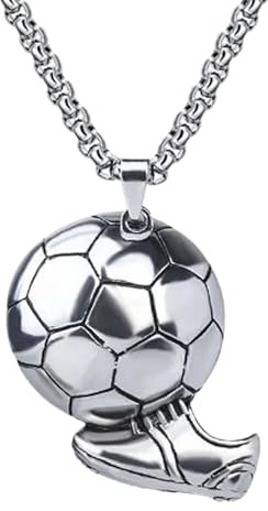 IzuBizu London Mens Unisex Stainless Steel White Football Lover Necklace Soccer Ball Pendant Hip Hop Birthday Party Easter