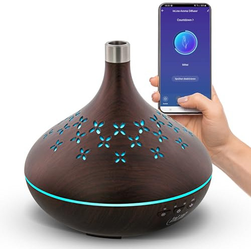 InLine SmartHome Aroma Diffuser für ätherische Öle, 400ml, Ultraschall Luftbefeuchter, Raumduft, Lufterfrischer für Schlafzimmer, Büro, Ambiente Licht, Timer, Kompatibel mit Alexa/Google Home, 40154