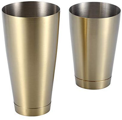Coctelera Boston de acero inoxidable, copas de coctelera Set de coctelera Coctelera de Copas de mezcla, para preparar cócteles Boston Martini, 600/750 ml(Titanio dorado)